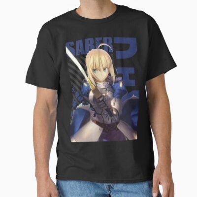 Fate Saber Blue Text T-shirt