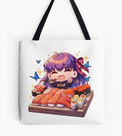 Sakura Matou Fate Stay Night Chibi Sushi Butterfly Sparkles Tote Bag