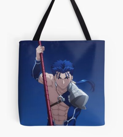 Lancer Fate Stay Night Anime Shirtless Battle Pose Tote Bag